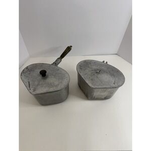 Vintage Super Maid Cookware Triangle Cast Aluminum Pot & Lid Wood Handle Lot